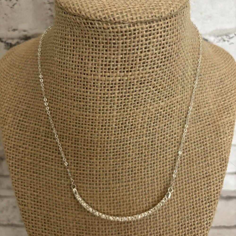 NA Silver Plated Pendant Rhinestone Necklace 14”